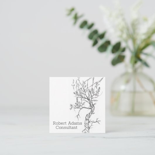 サギブラシ植物用ペン及びインク白黒植物学 スクエア名刺 (スタンド正面)