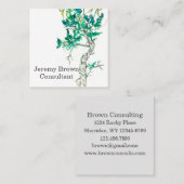 サギーブラシ緑色水彩植物植物 スクエア名刺 (正面/裏面)