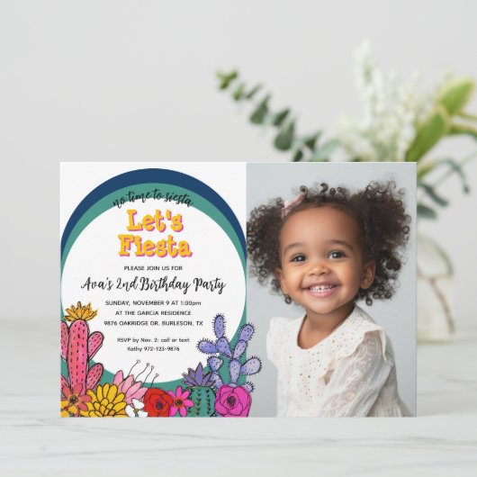 サクお洒落スフローラモダンフィエスタキッド誕生日 招待状 (スタンド正面)