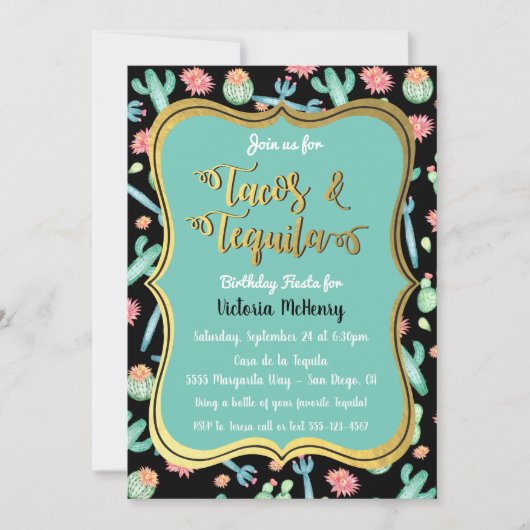 サクカラフルチュスタコス&テキーラ誕生日フィエスタ 招待状 (正面)