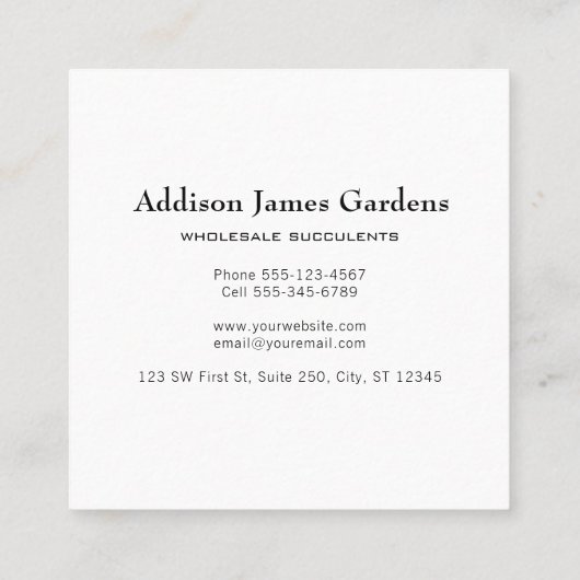 サククレンモダントガーデン子供部屋グリーン植物学 スクエア名刺 (裏面)