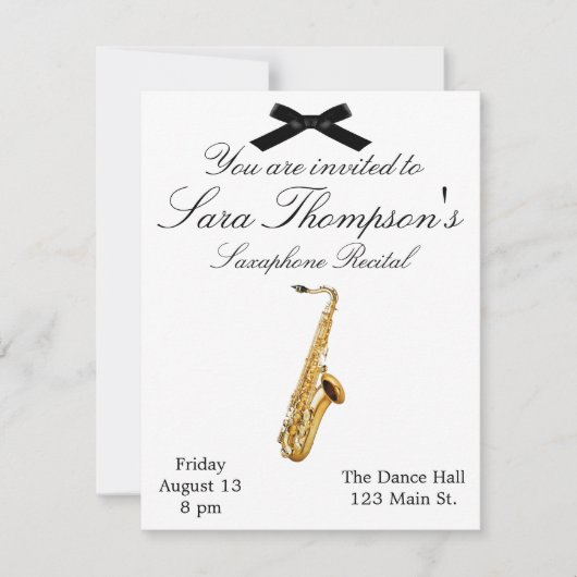 サクサフォンリサイタル招待状 招待状 (正面)