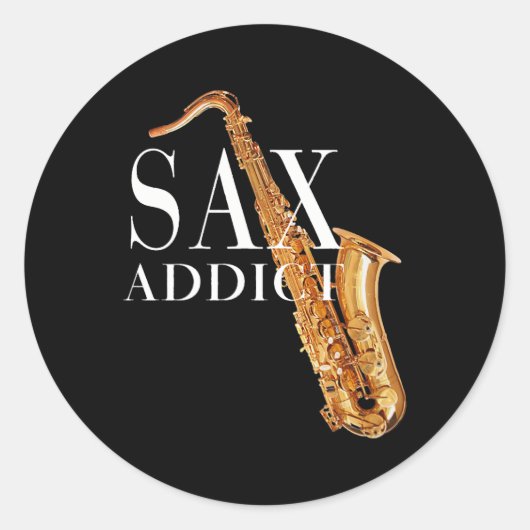 サクサフォン愛好家ジャズ中毒性Teeシャツ ラウンドシール (正面)