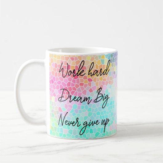 サクセスワーク懸命引用文グリーンターコイズピンク コーヒーマグカップ (左)