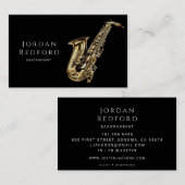 サクソフォニストミュージシャン音楽先生ブラック 名刺 (正面/裏面)