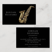 サクソフォニストミュージシャン音楽先生ブラック 名刺 (正面/裏面)