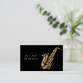 サクソフォニストミュージシャン音楽先生ブラック 名刺 (スタンド正面)