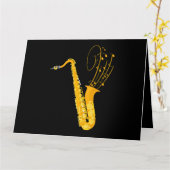 サクソフォニスト音楽ノートジャズミュージシャンサクソフォン カード (黄色い花)