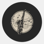 サクソフォニスト音楽ノートジャズミュージシャンサクソフォン ラウンドシール (正面)