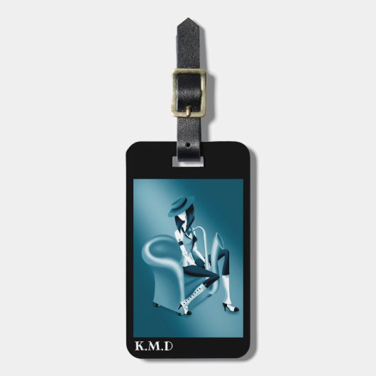 サクソフォニスト – ラゲッジタグとヴィンテージジャズしゃれている ラゲッジタグ (正面縦)