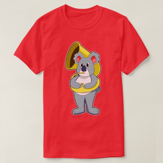 サクソフォンと音楽でコアラ Tシャツ (デザイン正面)