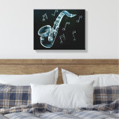 サクソフォンと音楽ノート キャンバスプリント (インサイチュ (寝室))