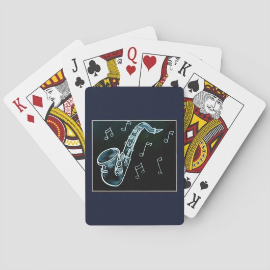 サクソフォンと音楽ノート トランプ (裏面)