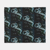 サクソフォンと音楽ノート フリースブランケット (正面(横))