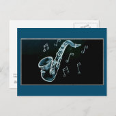 サクソフォンと音楽ノート ポストカード (正面/裏面)