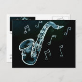 サクソフォンと音楽ノート ポストカード (正面/裏面)