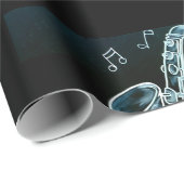 サクソフォンと音楽ノート ラッピングペーパー (ロールコーナー)