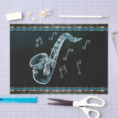 サクソフォンと音楽ノート 薄葉紙 (クラフト)