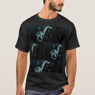 サクソフォンと音楽ノート Tシャツ
