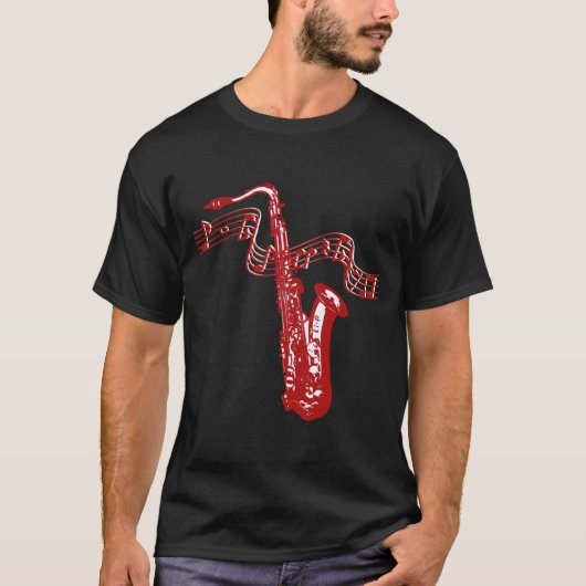 サクソフォンと音符 Tシャツ (正面)