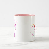 サクソフォンのかわいい音楽と蝶 ツートーンマグカップ (中央)