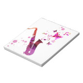 サクソフォンのかわいい音楽と蝶 ノートパッド (回転)