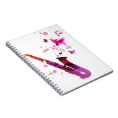 サクソフォンのかわいい音楽と蝶 ノートブック (右側)