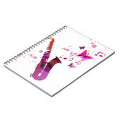 サクソフォンのかわいい音楽と蝶 ノートブック (左側)