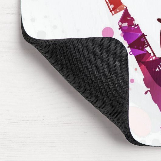 サクソフォンのかわいい音楽と蝶 マウスパッド (コーナー)