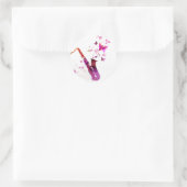 サクソフォンのかわいい音楽と蝶 ラウンドシール (バッグ)