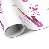 サクソフォンのかわいい音楽と蝶 ラッピングペーパー (ロールコーナー)