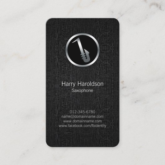 サクソフォンのサクソフォンアイコングランジ名刺 名刺 (正面)