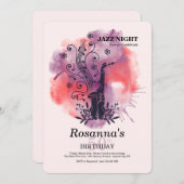 サクソフォンウォーターカラーバースデーパーティー 招待状 (正面/裏面)