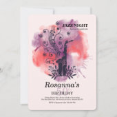 サクソフォンウォーターカラーバースデーパーティー 招待状 (正面)