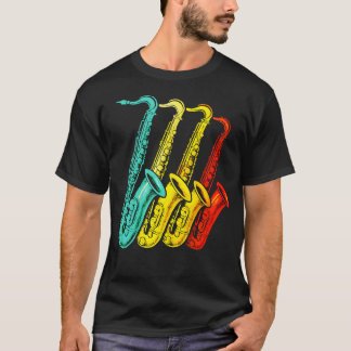 サクソフォンカルテット - レトロサックスジャズ Tシャツ