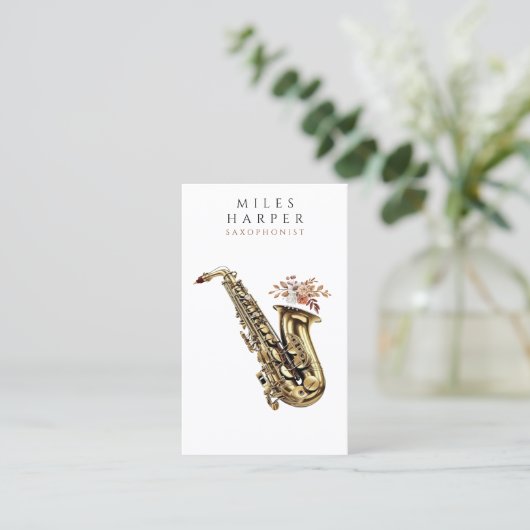 サクソフォンサキソフォンミュージシャン先生 名刺 (スタンド正面)