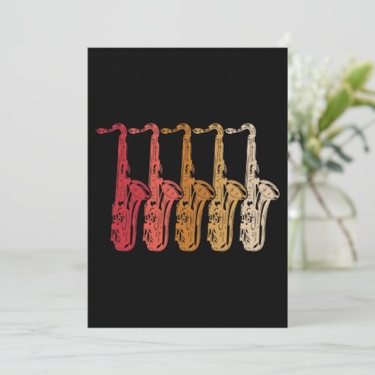 サクソフォンサクサフォンの演奏者音楽ジャズテノール 招待状 (スタンド正面)