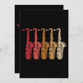 サクソフォンサクサフォンの演奏者音楽ジャズテノール 招待状 (正面/裏面)