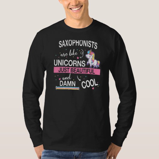 サクソフォンサクソフォン楽器ユニコーン Tシャツ (正面)