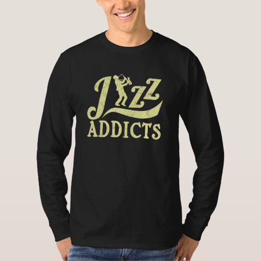 サクソフォンジャズ音楽ジャズ中毒者 Tシャツ (正面)