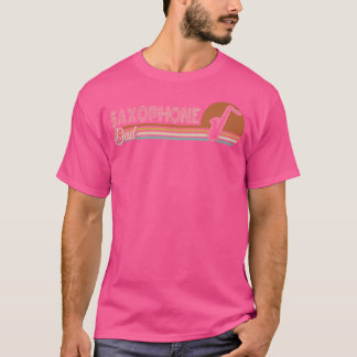 サクソフォンパパ男性へファーザーレトロジャズミュージシャンS Tシャツ