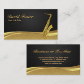 サクソフォンブラス楽器エレガント金ゴールドダマスク 名刺 (正面/裏面)