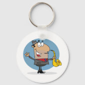 サクソフォンプレイヤーミュージシャン キーホルダー (正面)