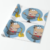 サクソフォンプレイヤーミュージシャン ラッピングペーパー (アンロールド)