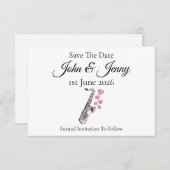 サクソフォンミュージシャンウェディング日付を保存 (正面/裏面)