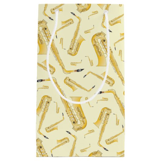 サクソフォンミュージシャンバンド先生 スモールペーパーバッグ (正面)