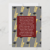 サクソフォンミュージシャン卒業パーティー音楽 招待状 (裏面)