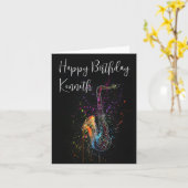 サクソフォンミュージックオーバー誕生日 カード (黄色い花)