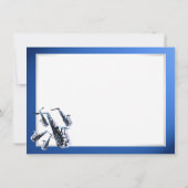 サクソフォンミュージックブルーありがとうフラットカード ノートカード (裏面)