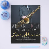 サクソフォン奏者ライブ音楽サクソフォーンコンサートフライヤー チラシ (シングル)